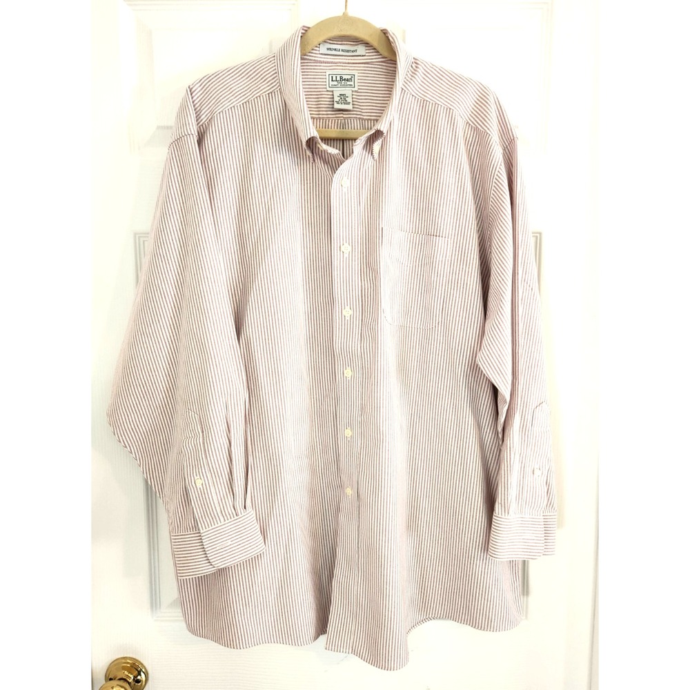 L.L. Bean Lavender Pin Stripe Men's Shirt Sz XL 18/33 Long Sleeve Button Up